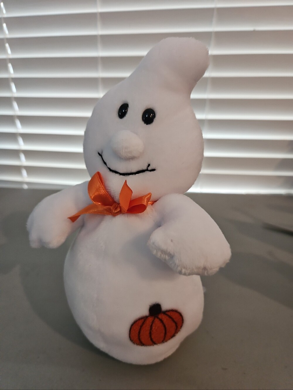 Vintage Jerry Elsner Halloween Ghost Plush Bean Bag Soft White Stuffed Pumpkin